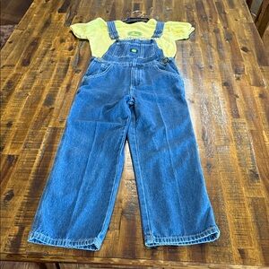 John Deere Blue Denim Kids Overalls with Yellow Shirt